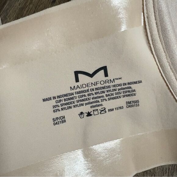 Maidenform Cream Tan Strapless Bra Removable Straps 4 clasps Women's S - Picture 6 of 9